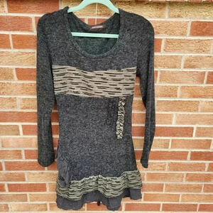 John Fashion Grey Wool Blend Dress Women's Size Small/ Medium Knee Length